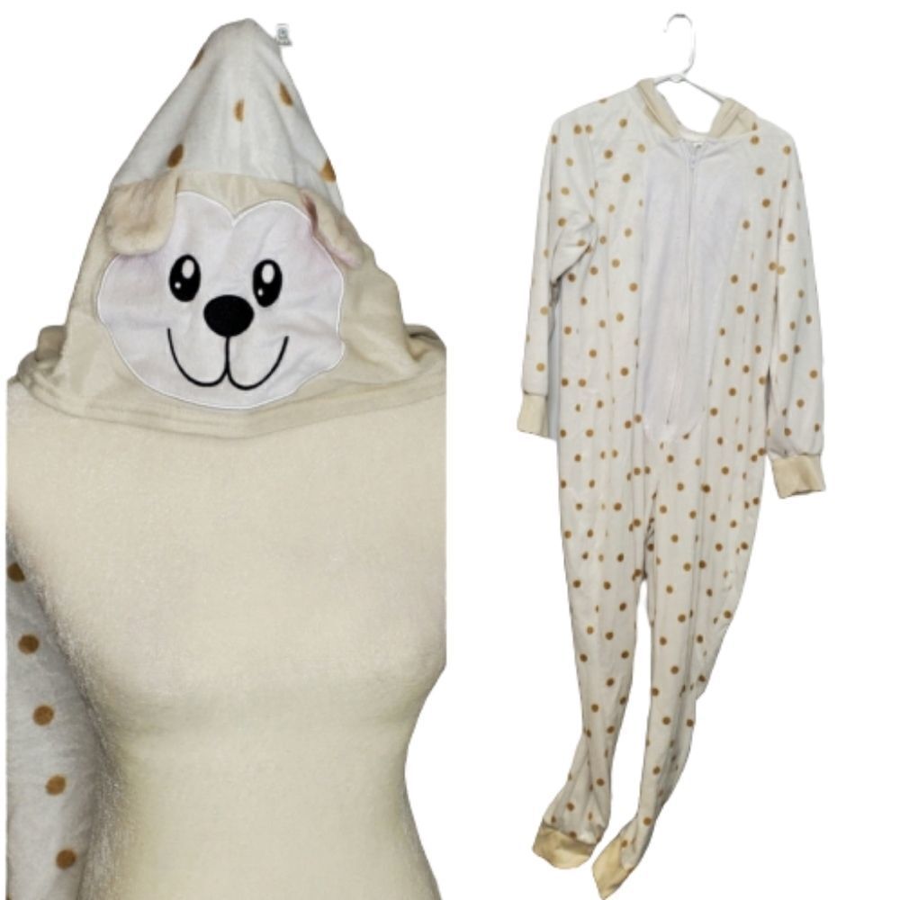 MAYFAIR pajamas one piece hooded polka dot bear unisex L‎